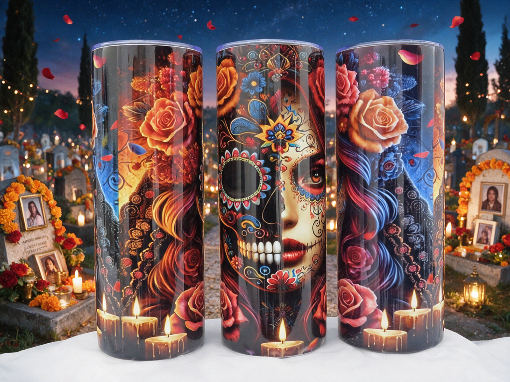 Sugar Skull Skinny 20 oz Tumbler