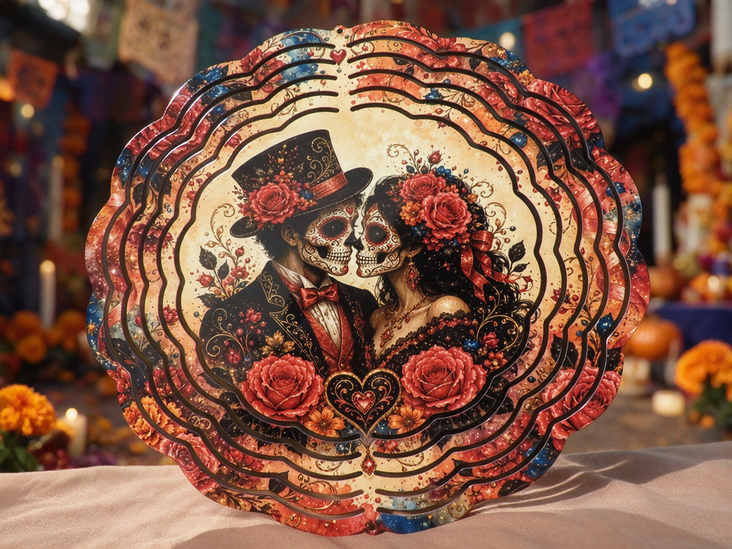Day Of The Dead Couple 8" Wind Spinner