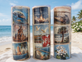 Florida Vintage Stamps Skinny 20 oz Tumbler