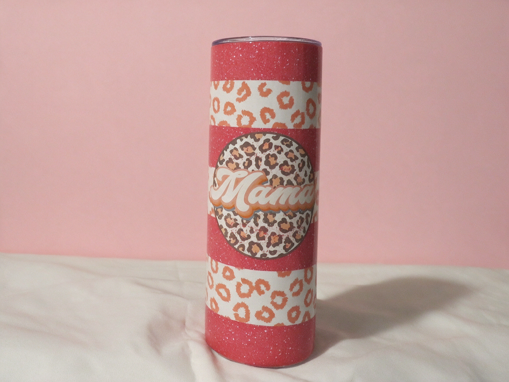 Leopard Print Mama and Mini Skinny 20 oz/12 oz Tumbler and Sippy Cup
