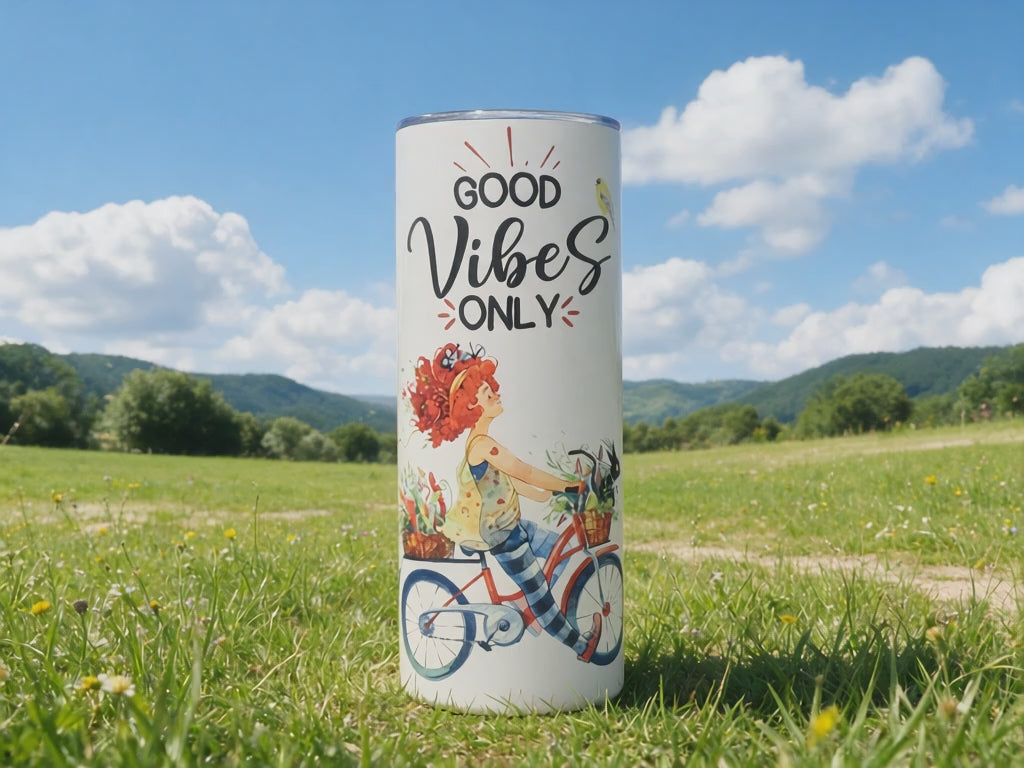 Girl On Bike Skinny 20 oz Tumbler