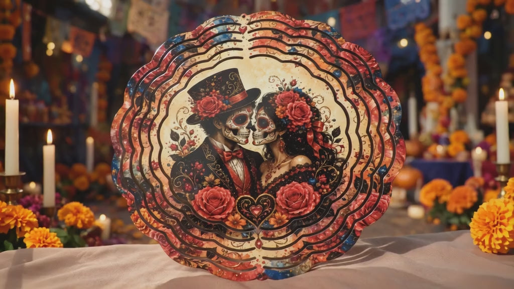 Day Of The Dead Couple 8" Wind Spinner