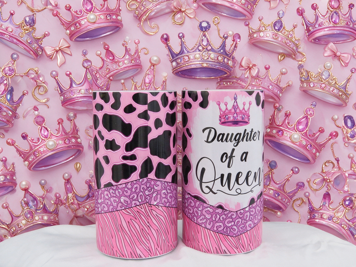 Queen and Princess Mama and Mini Skinny 20 oz/12 oz Tumbler and Sippy Cup