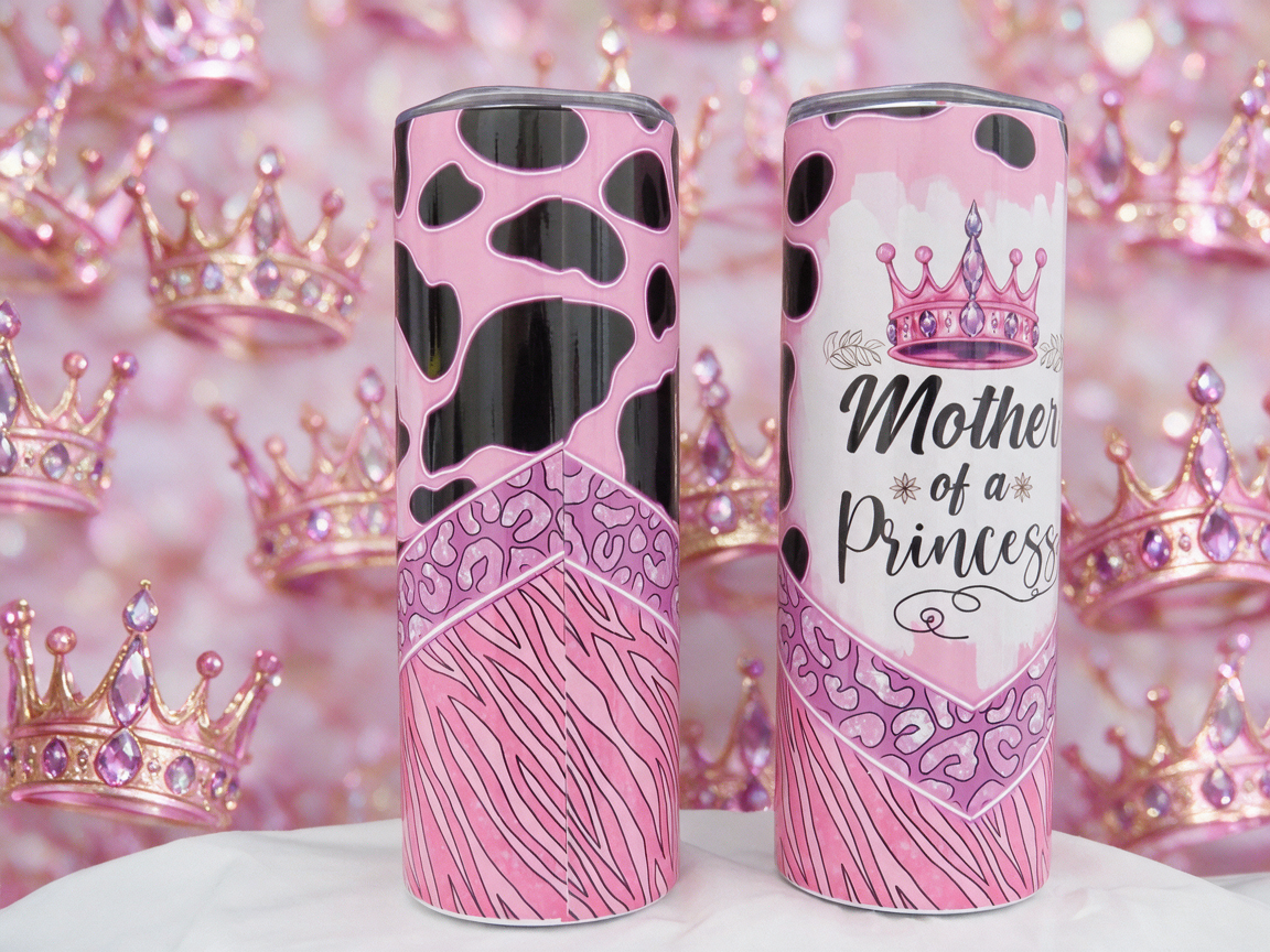 Queen and Princess Mama and Mini Skinny 20 oz/12 oz Tumbler and Sippy Cup